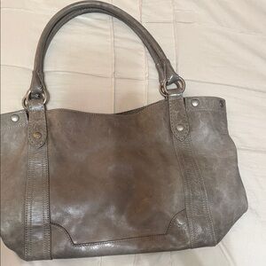 Frye Gray Leather Shoulder Tote